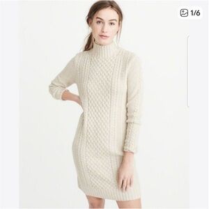 Abercrombie & Fitch Cream Cable Knit Dress